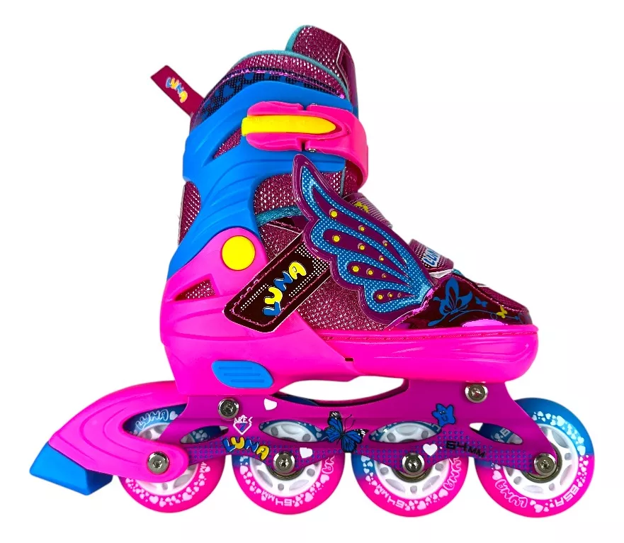 Set Role Copii 2 in 1 Convertibile – Patine Quad si Inline Fucsia cu Protectii 30-34 [2]