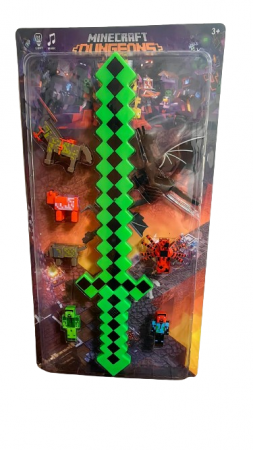 Figurine Desene Animate( 3 ani +) - Set Sabie Verde cu Lumini si Sunete Minecraft 7 Figurine