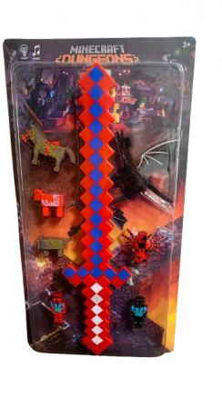 Figurine Desene Animate( 3 ani +) - Set Sabie Rosie cu Lumini si Sunete Minecraft  7 Figurine
