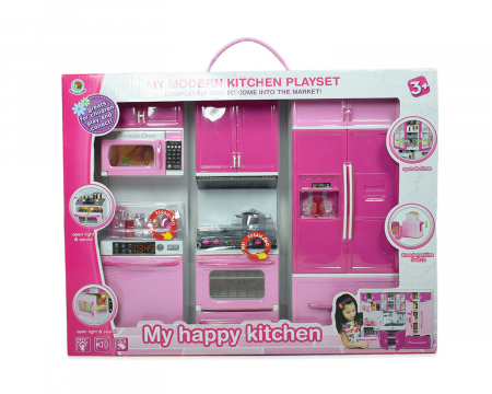 Bucatarii  de Jucarie(3 Ani+) - Set Bucatarie de Jucarie My Happy Kitchen – Kit Deluxe cu Lumini & Sunete