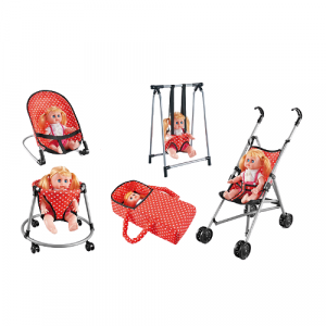 Papusi -Casute- Masute infrumusetare ( 3 ani +) - Set de Jucarii pentru Papusi 5 in 1 - Set 5 in 1 pentru papusi