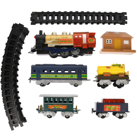 Trenulet electric cu aburi Union Express, lumini si sunete, 23 piese, 580 cm circuit [2]