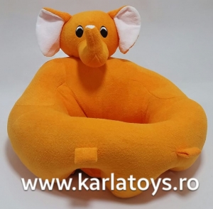 Fotolii din plus sit up Bebe - Fotoliu sit up din plus bebe Elefantelul portocaliu