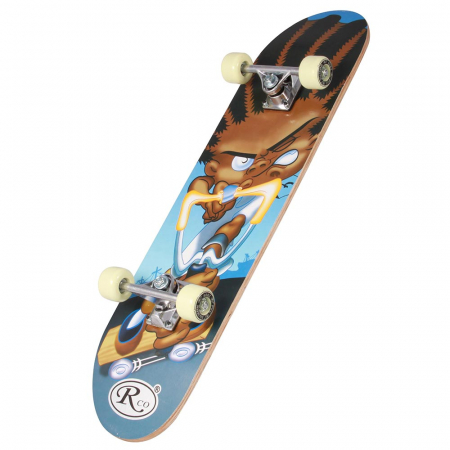 Skateboard si Penny board - Skateboard, PVC, 78,5 CM, Aluminiu, Fata negru spate imprimeu Baiat cu prastie