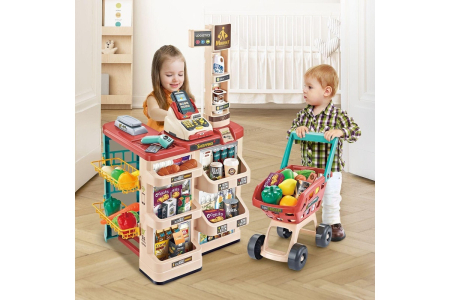 Supermarket Jucarie 48 Piese cu Carucior, Scanner, POS, Casa Marcat [7]