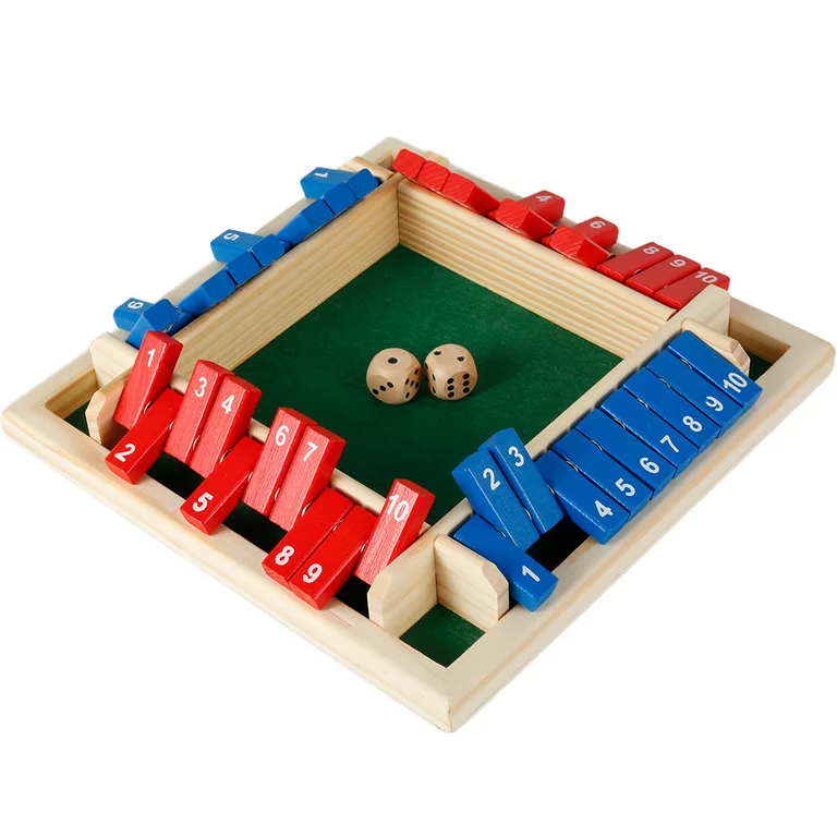 Jucarii din Lemn & Montessori - Tabla de joc numere - Joc de masa din lemn cu zaruri Shut the Box