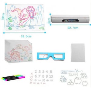 Tabla de desen 3d Magic Drawing Dinozauri cu ochelari [7]