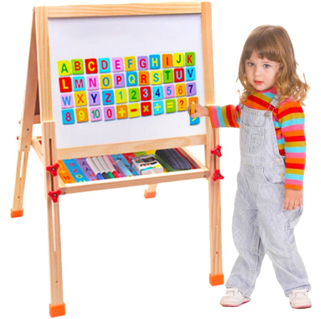 Tabla din Lemn Magnetica 2 in 1 Ajustabila cu Accesorii Educationale150 cm [1]