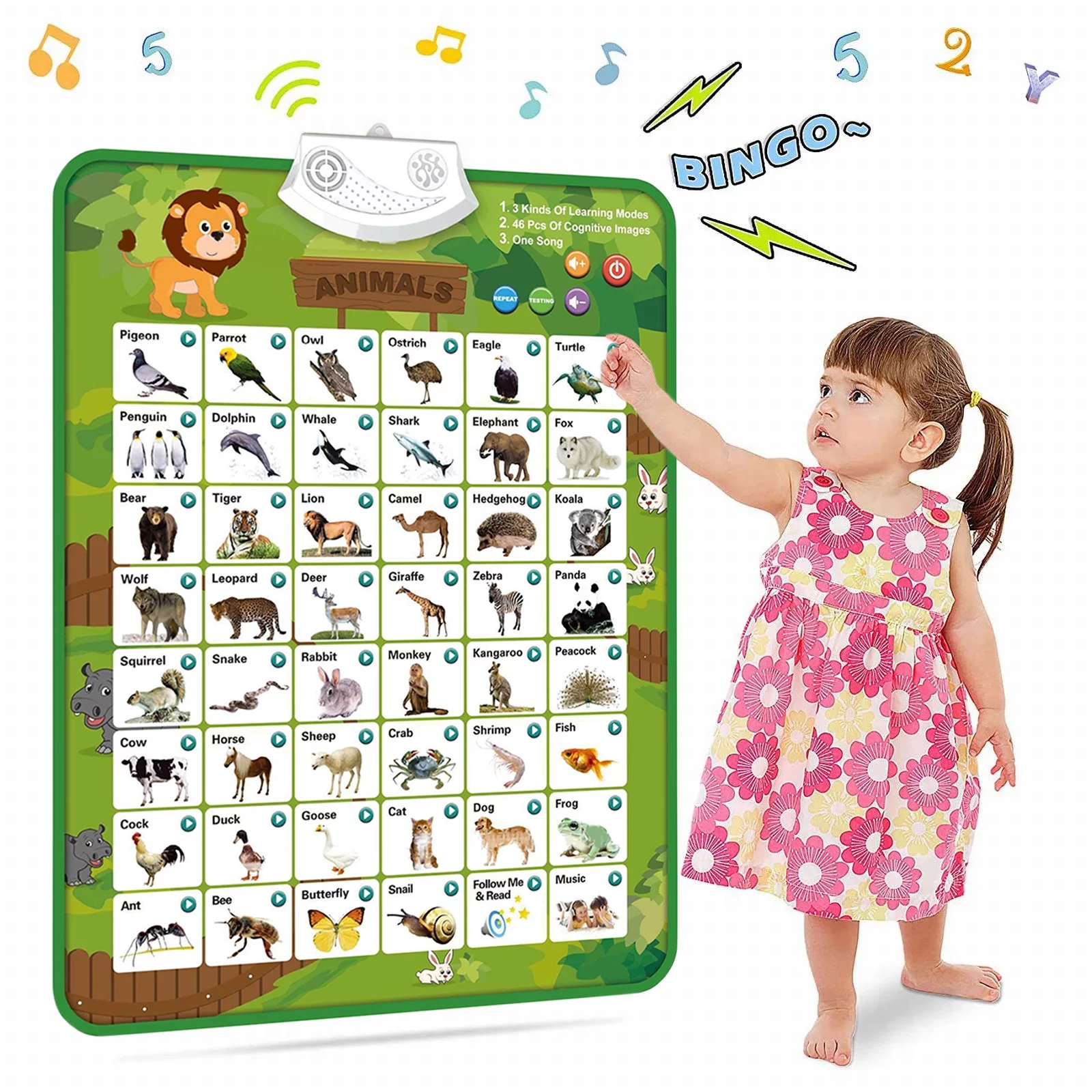 Jocuri educative (3 ani +) - Tabla electronica interactiva cu sunete animale
