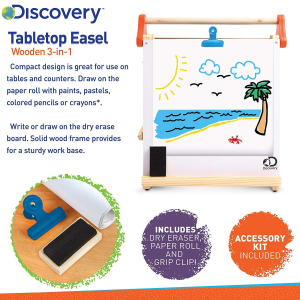 Tabla din lemn cu rola de hartie 3 in 1 Discovery Kids [3]