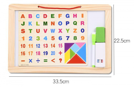 Tabla Magnetica din Lemn 4 in 1 cu Cifre, Litere si Tangram [6]