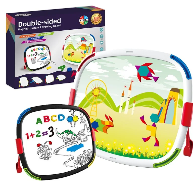 Tabla magnetica reversibila pentru desen si Puzzle tangram [3]