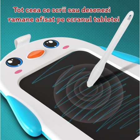 Tableta GRafica de desen si scris Lcd Pinguin Alb Albastru [3]