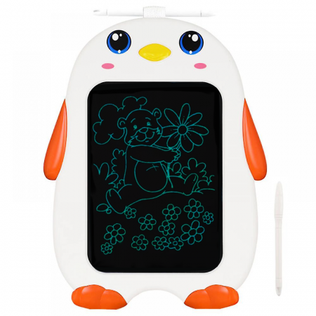 Accesorii de scris si colorat - Tableta GRafica de desen si scris Lcd Pinguin Alb Portocaliu