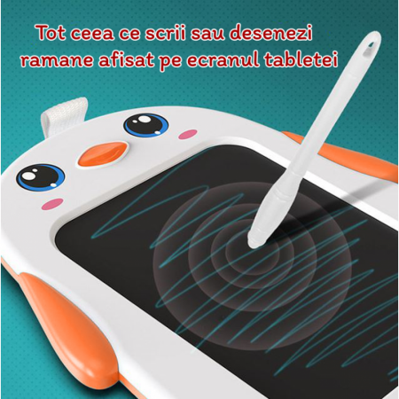 Tableta GRafica de desen si scris Lcd Pinguin Alb Portocaliu [3]