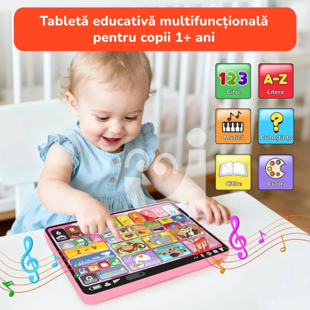 Tableta Interactiva Copii 27 Butoane, Romana-Engleza, 1 An+ Roz [5]