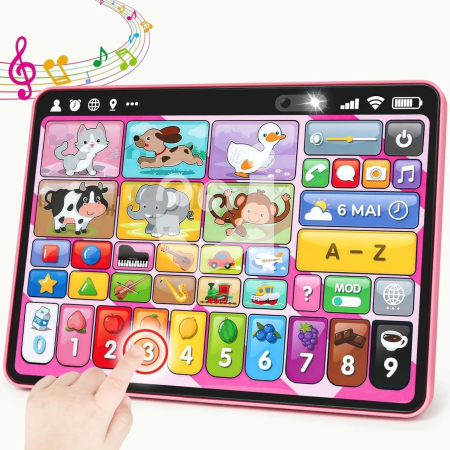 Jocuri educative (3 ani +) - Tableta Interactiva Copii 27 Butoane, Romana-Engleza, 1 An+ Roz