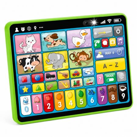 Jocuri educative (3 ani +) - Tableta Interactiva Copii 27 Butoane, Romana-Engleza, 1 An+ Verde