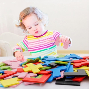 REDUCERI - Joc Montessori Tetris din Lemn 114 piese