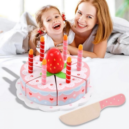 Tort Zi de Naștere din Lemn cu Capsuni - Tip Montessori [5]