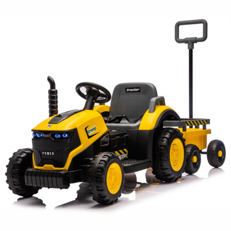 Masinute electrice - Tractor Electric Copii 12V cu Remorca, Telecomanda, 3 in 1 Galben