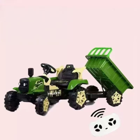 Masinute electrice 12V - Tractor Electric Copii 12V Verde cu Remorca si Telecomanda