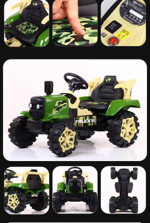 Tractor Electric Copii 12V Verde cu Remorca si Telecomanda [2]