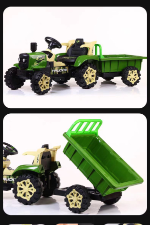 Tractor Electric Copii 12V Verde cu Remorca si Telecomanda [1]