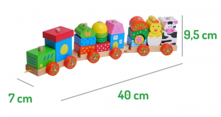 Trenulet din Lemn cu Animale de la Ferma si Forme Geometrice [1]