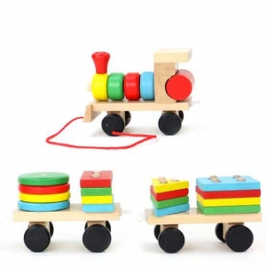 Trenulet  din Lemn cu Forme Geometrice - Tren din lemn Sortator [2]