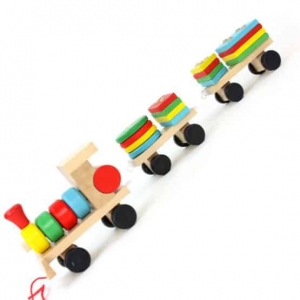 Trenulet  din Lemn cu Forme Geometrice - Tren din lemn Sortator [3]