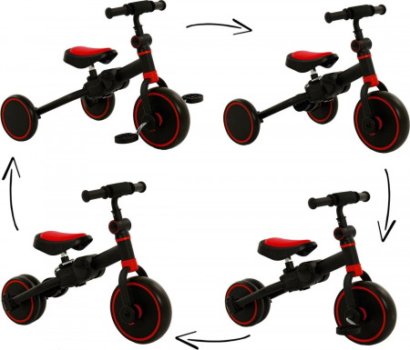 Tricicleta 3 in 1, bicicleta cu si fara pedale si tricicleta, rosu [1]