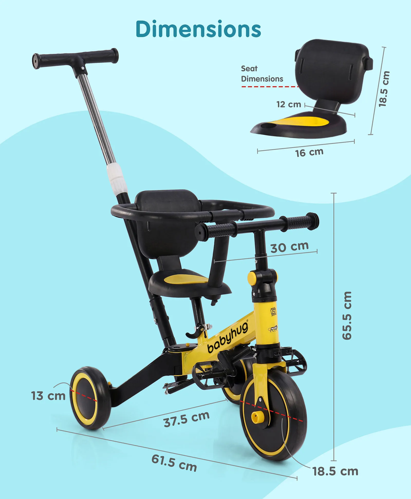Tricicleta 5 in 1 cu maner de impins – de la triciclete impinsa la bicicleta echilibru Negru cu alb [3]