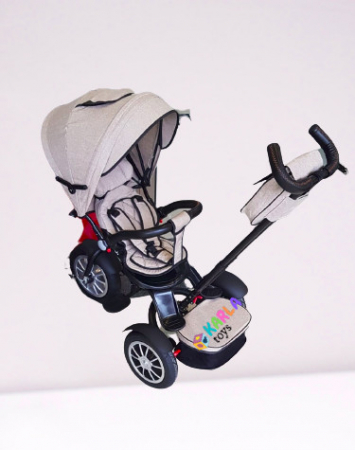 Triciclete - Tricicleta Baby Care Multifunctionala cu Far si roti din Cauciuc