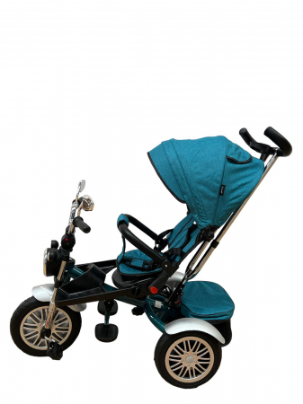 Tricicleta Copii cu Scauna Rotativ Far Sunet si Bara de protectie Detasabila Albastru Turcoaz [1]