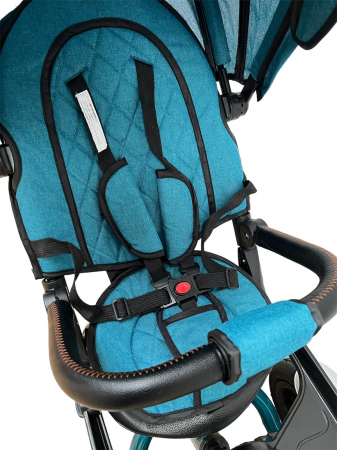 Tricicleta Copii cu Scauna Rotativ Far Sunet si Bara de protectie Detasabila Albastru Turcoaz [7]