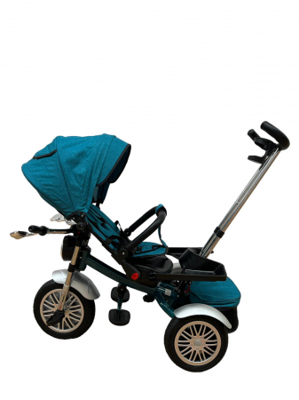 Tricicleta Copii cu Scauna Rotativ Far Sunet si Bara de protectie Detasabila Albastru Turcoaz [5]