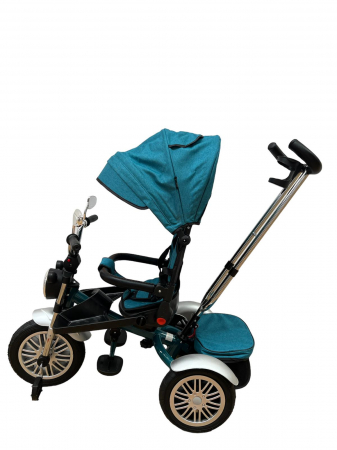 Tricicleta Copii cu Scauna Rotativ Far Sunet si Bara de protectie Detasabila Albastru Turcoaz [2]