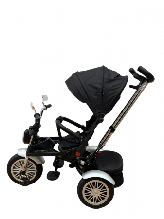 Tricicleta Copii cu Scauna Rotativ Far Sunete si Bara de protectie Detasabila negru [1]