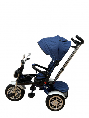 Tricicleta Copii cu Scauna Rotativ Far Sunete si Bara de protectie Detasabila Albastru [2]