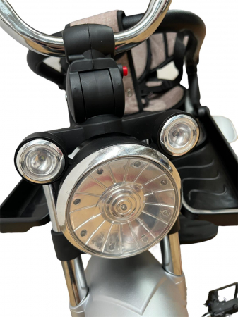 Tricicleta Copii cu Scauna Rotativ Far Sunete si Bara de protectie Detasabila Gri [8]