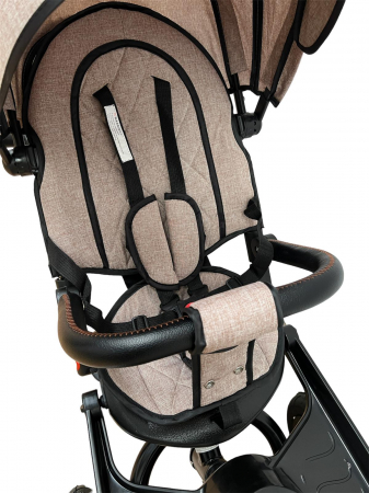 Tricicleta Copii cu Scauna Rotativ Far Sunete si Bara de protectie Detasabila Bej [8]