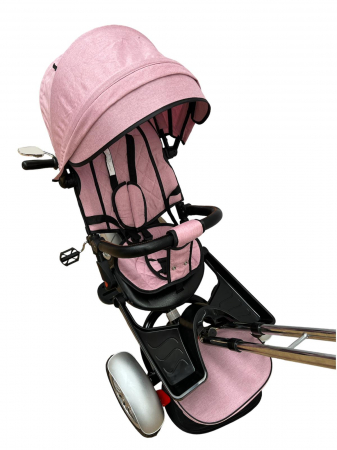 Tricicleta Copii cu Scauna Rotativ Far Sunete si Bara de protectie Detasabila Roz [7]