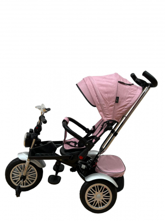Tricicleta Copii cu Scauna Rotativ Far Sunete si Bara de protectie Detasabila Roz [3]