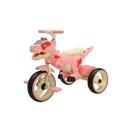 Masinute Biciclete cu si fara pedale - Tricicleta Copii Dinozaur 3 Roti cu Pedale si Cos Depozitare, Roz