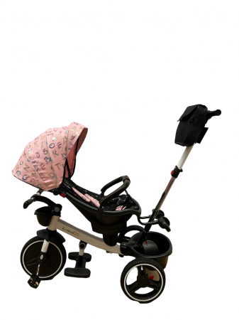 Tricicleta cu Scaun Rotativ Roti din spuma EVA  Copertina Roz [2]