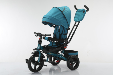 Tricicleta Multifunctionala Turcoaz, Scaun 360°, Roti EVA, 6-48 Luni [5]
