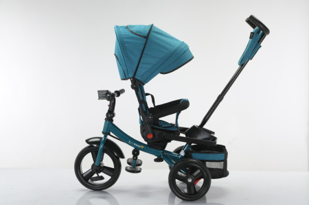 Tricicleta Multifunctionala Turcoaz, Scaun 360°, Roti EVA, 6-48 Luni [3]