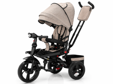 Triciclete - Tricicleta Multifunctionala Bej Nordic, Scaun 360°, Roti EVA, 6-48L