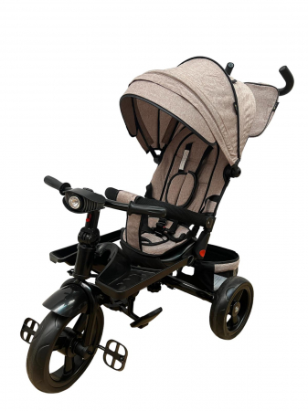 Triciclete - Tricicleta multifunctionala Roti Din Spuma Eva Pliabila Scaun Rotativ Bej